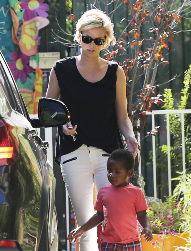 Exclusive… Charlize Theron Out And About With Jackson | Celeb Baby Laundry