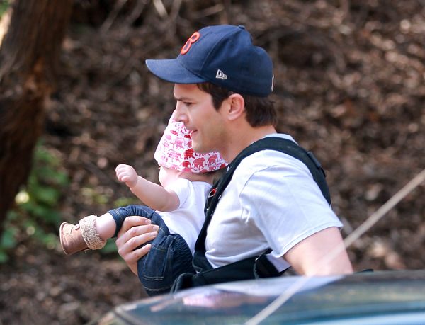 Semi-Exclusive… Ashton Kutcher Takes His Baby Girl Out For A Hike