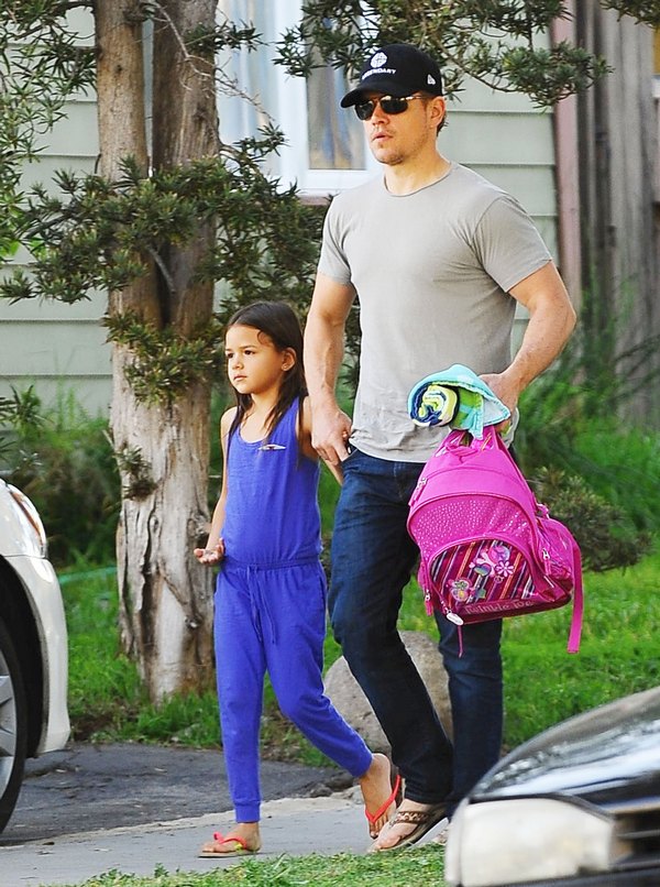 Matt Damon Takes His Daughter To A Playdate