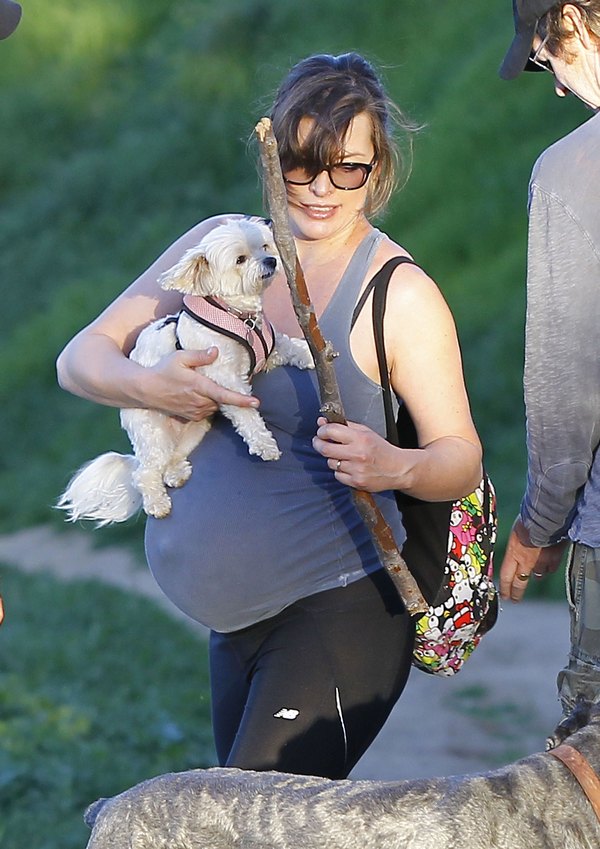 Pregnant Milla Jovovich Enjoys A Hike With Her Husband