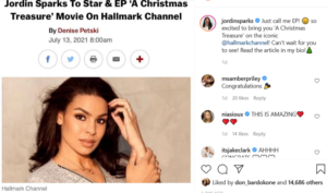 Hallmark Spoilers: Countdown To Christmas Starts With A Jordin Sparks Movie | Celeb Baby Laundry