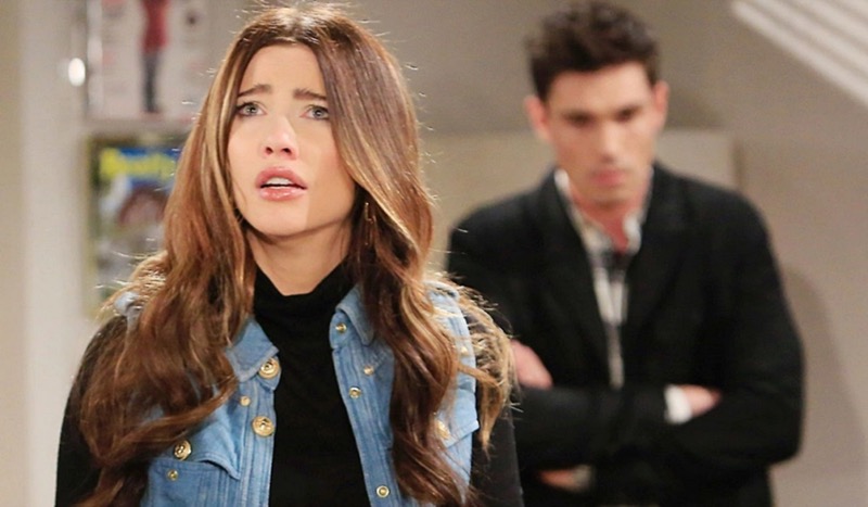The Bold And The Beautiful: John Finn Finnegan (Tanner Novlan) and Steffy Forrester Finnegan (Jacqueline MacInnes Wood)