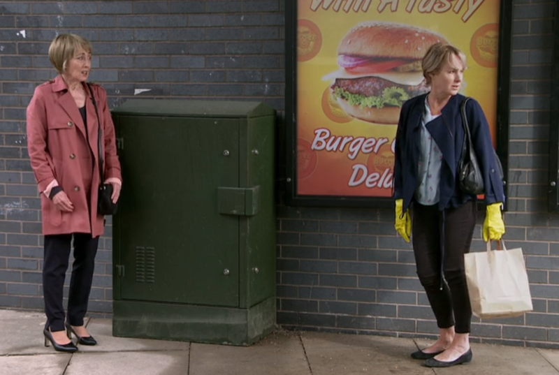 Coronation Street: Sally Metcalfe (Sally Dynevor) and Elaine Jones (Paula Wilcox)