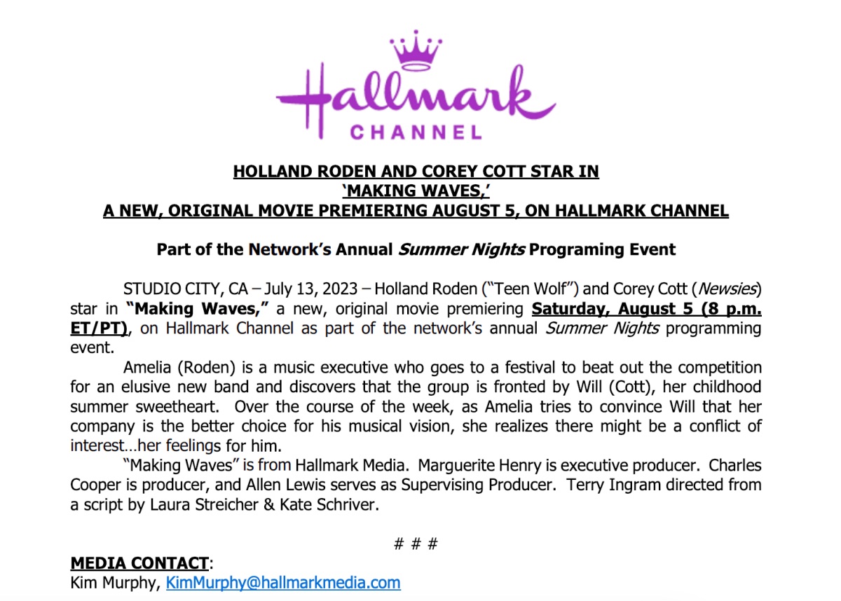 Hallmark Channel Spoilers: Summer Waves Adds Musical Concept to Network, Will Fans Like It?