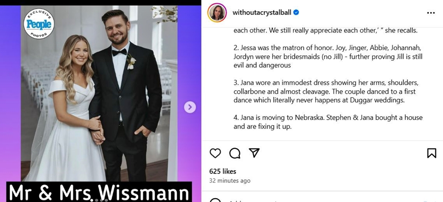 Jana Duggar Marries Stephen Wissman - People Via Without A Crystal Ball - Instagram 1