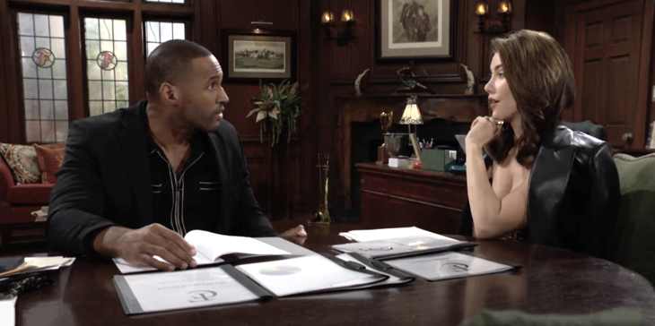 The Bold and The Beautiful: Carter Walton (Lawrence Saint-Victor) and Steffy Forrester (Jacqueline MacInnes Wood)