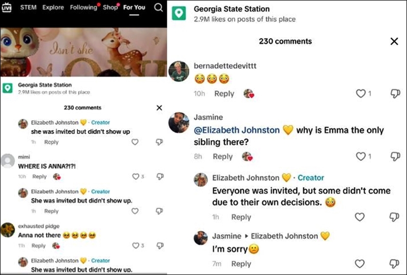 7 Little Johnstons star Liz confirms Anna Johnston was not at Leighton's birthday Via Reddit