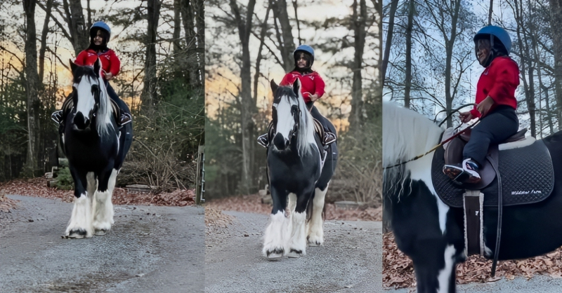 Zoey Klein Rides By On A Huge Horse - Jen Arnold - Instagram