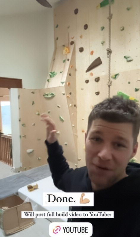 Jeremy Roloff Completes His Climbing Wall Project - IG Via Reddit