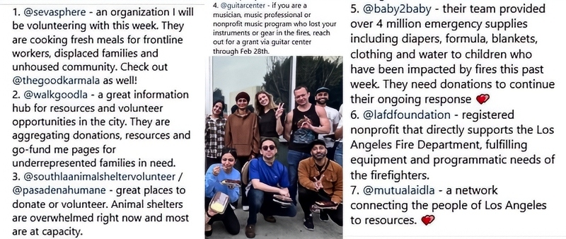 LA Fires Resources - Instagram