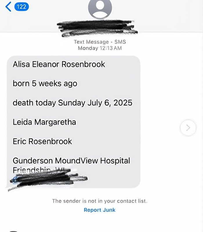 The baby died Sunday, July 6 - via @johnyates327tv - Instagram