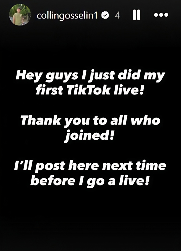 Collin did his first TikTok Livestream - Instagram Stories