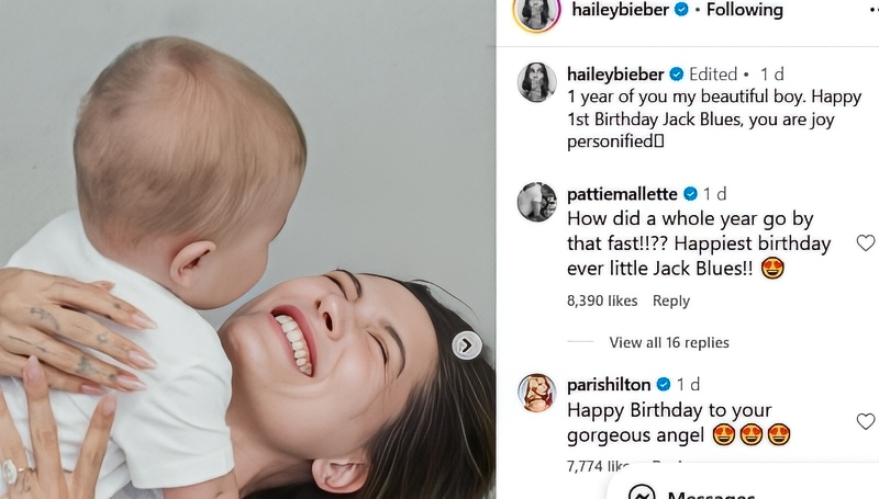 Hailey with her son on his birthday - Instagram