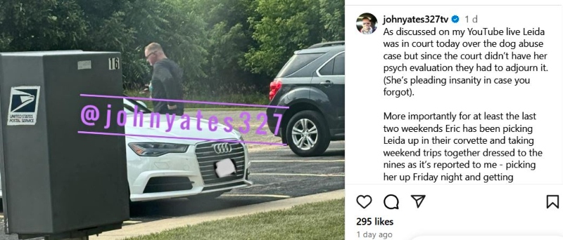 John raises some odd observations on Leida and Eric - Instagram