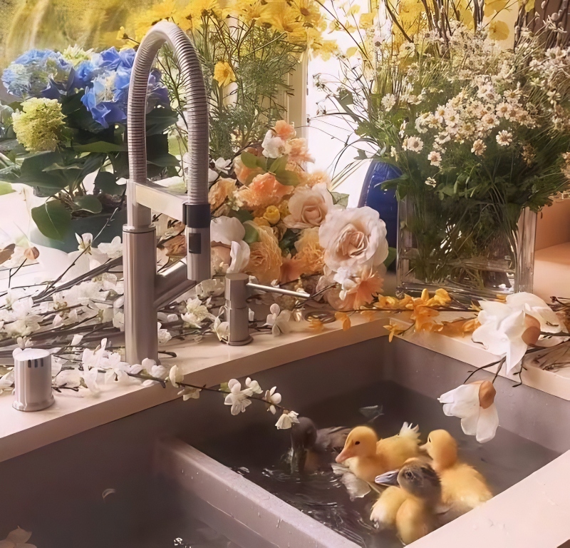 A serene scene of ducklings taking a bath - @jacquelinemwood_1 - Instagram