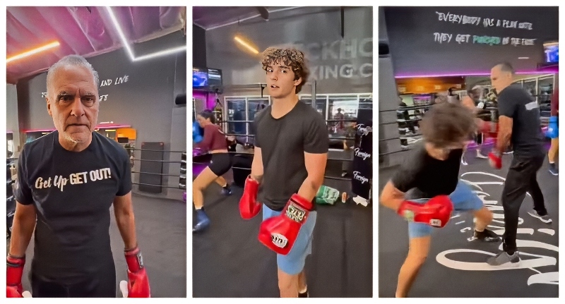 Maurice and Joshua box at the gym - @mauricebenard - Instagram