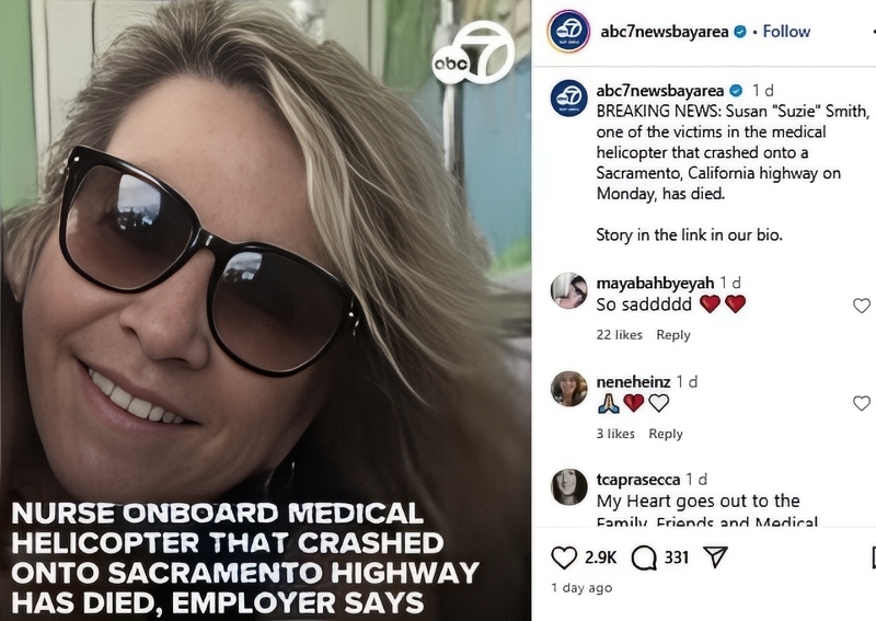 Nurse Suzie aboard Sacramento helicopter crash passed away - ABC7bayareanews - Instagram (1)