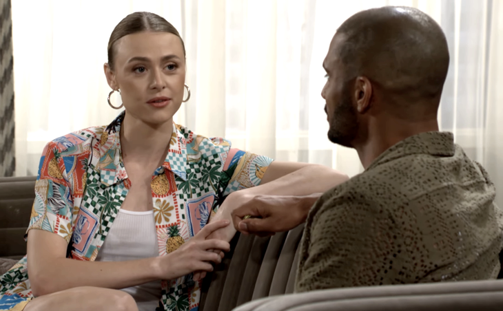 The Young and The Restless: Claire Grace Newman (Hayley Erin) and Holden Novak (Nathan Owens)