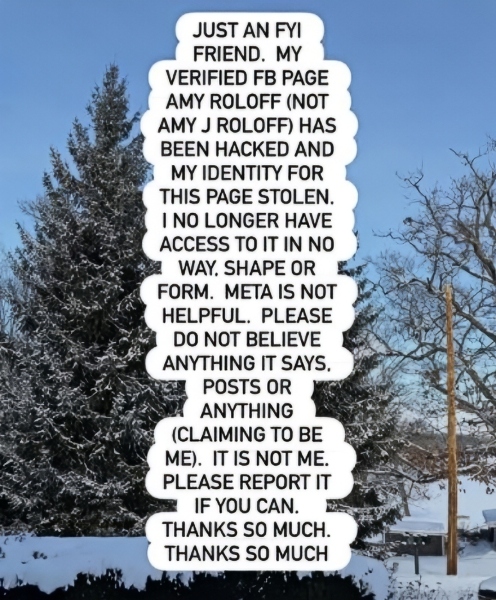 Amy Reveals A Facebook Page Was Hacked - Instagram