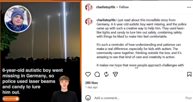The feel-good story of missing child Arian - @charliestop10s - Instagram