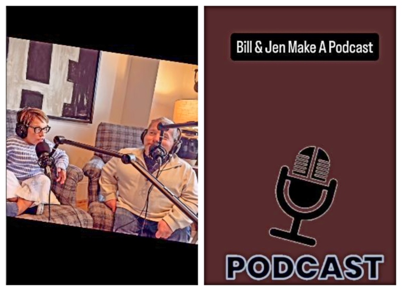 Jen and Bill promote their new podcast - Instagram