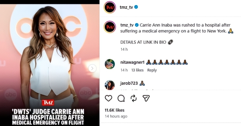 Carrie's hospital news via @tmz_tv - Instagram