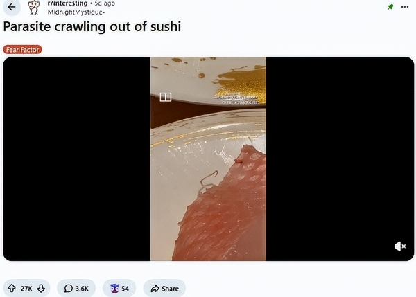 MidnightMystique- Parasite crawling out of sushi - rinteresting - Reddit