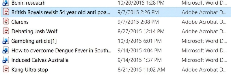 Old files on author's hard drive